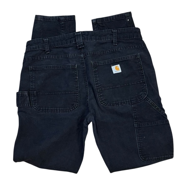 Carhartt Slim Fit Black Denim Women’s 5 Pocket Hammer Loop Work Jeans Distressed - Picture 1 of 12